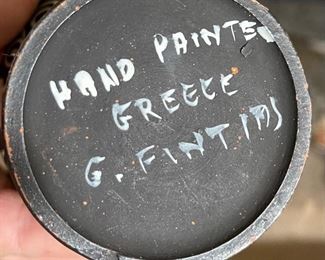 Greece Vase Porcelain Black Pottery Greek 8.5in H