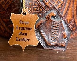 Don Quixote Embossed Leather Wrapped Bottle 10in H