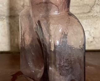 Blenko Double Spout Pitcher Purple 8in