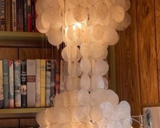 Vintage Hanging Capiz 2-Tier Shell Lamp 41 inches