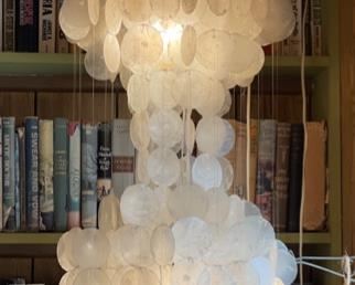 Vintage Hanging Capiz 2-Tier Shell Lamp 41 inches