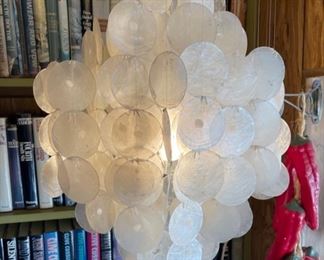Vintage Hanging Capiz 2-Tier Shell Lamp 41 inches