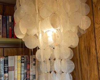 Vintage Hanging Capiz 2-Tier Shell Lamp 41 inches