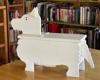 Wood Folk Art Terrier Dog Cabinet 22x8x30in HxWxD