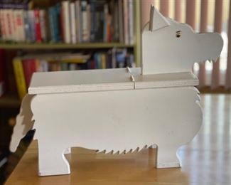 Wood Folk Art Terrier Dog Cabinet 22x8x30in HxWxD