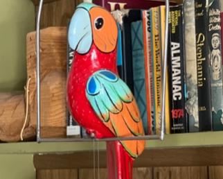 Mexican Folk Art MaCaw on Perch Bird: 18in Long