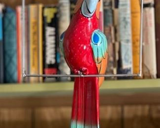 Mexican Folk Art MaCaw on Perch Bird: 18in Long