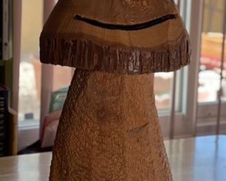Chainsaw Carved Mushroom Man 18in H x 10in Diameter