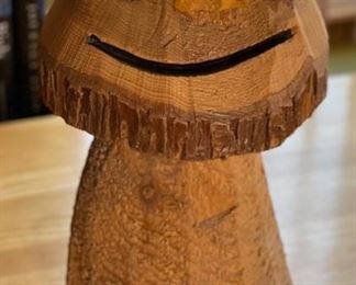 Chainsaw Carved Mushroom Man 18in H x 10in Diameter