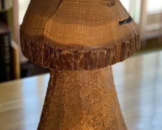 Chainsaw Carved Mushroom Man 18in H x 10in Diameter
