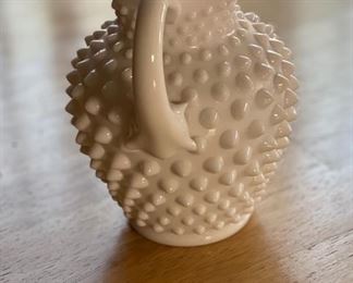 Fenton Hobnail Milk Glass Mini Pitcher Creamer 6in H