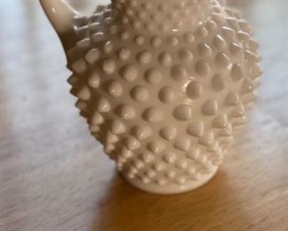 Fenton Hobnail Milk Glass Mini Pitcher Creamer 6in H