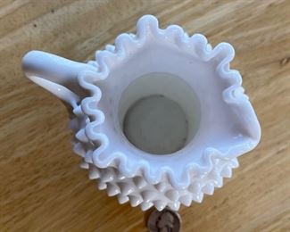 Fenton Hobnail Milk Glass Mini Pitcher Creamer 6in H