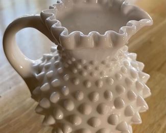 Fenton Hobnail Milk Glass Mini Pitcher Creamer 6in H