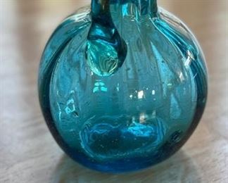 Hand Blown Glass Pitcher 5in H