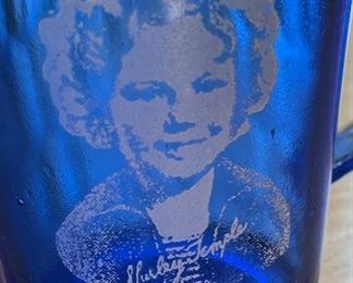 Shirley Temple Blue Glass Pitcher Small 4.5in H