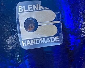 Blenko Glass Blue Lotus Bowl 3in H x 5.25in Diameter