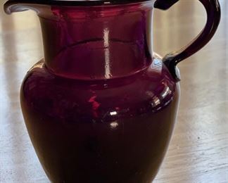 Blenko Glass Purple Pitcher 5in H x 4in Diameter