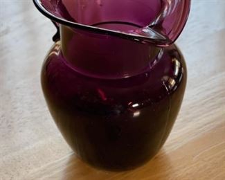 Blenko Glass Purple Pitcher 5in H x 4in Diameter