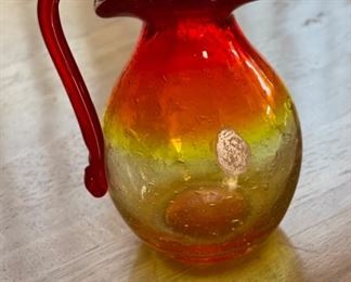 Blenko Amberina Pitcher Red/Yellow 5in H x 4in W