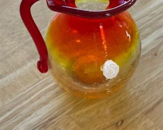 Blenko Amberina Pitcher Red/Yellow 5in H x 4in W