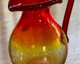 Blenko Amberina Pitcher Red/Yellow 5in H x 4in W