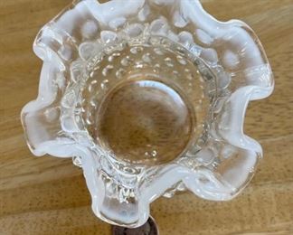 Fenton Clear Hobnail Ruffle Vase Small 3in H x 4in Diameter