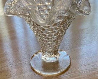Hobnail Trumpet Vase Fenton Clear 4in H x 4in Diameter