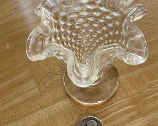 Hobnail Trumpet Vase Fenton Clear 4in H x 4in Diameter
