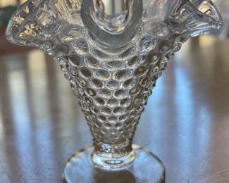 Hobnail Trumpet Vase Fenton Clear 4in H x 4in Diameter