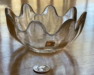 Blenko Clear Lotus Bowl 3in H x 5.5in