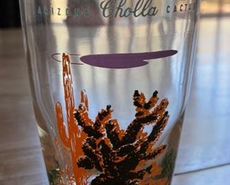 4pc Blakely Cactus Glasses Clear Tumblers 5.25in H x 3.25in Diameter