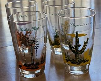 4pc Blakely Cactus Glasses Clear Tumblers 5.25in H x 3.25in Diameter