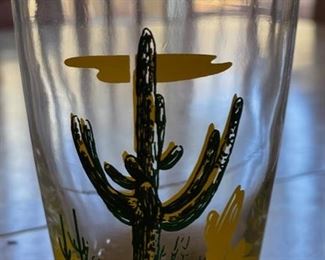 4pc Blakely Cactus Glasses Clear Tumblers 5.25in H x 3.25in Diameter