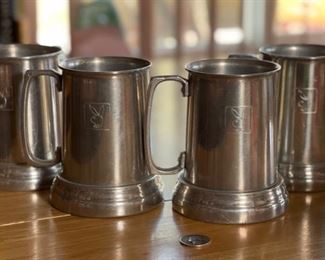 4pc Playboy BunnyTankards Mugs Steins Aluminum Mugs 5in H x 4in Diameter at bottom