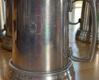 4pc Playboy BunnyTankards Mugs Steins Aluminum Mugs 5in H x 4in Diameter at bottom