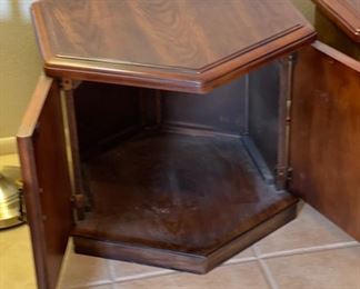 2pc Vintage Hexagon End Tables PAIR 20x24x27in HxWxD