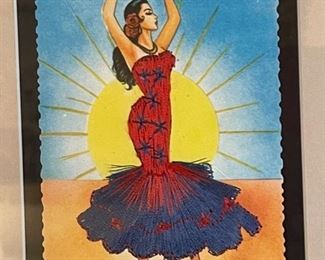 Framed Matted Spanish Elsi Gumier Spain Hand Embroidered Postcards 21x25in