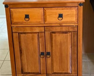 Wood Iron Accent Cabinet 35x28x16in HxWxD