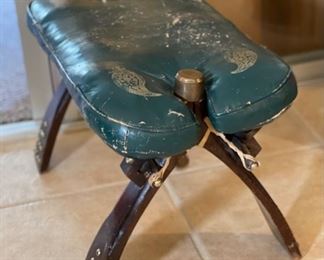 Vintage Camel Saddle Stool 14x22x12in