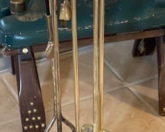 Brass Fireplace Tool Set 32in H