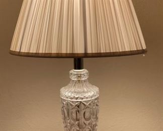 Vintage Crystal Table Lamp 22in H x 12in Diameter