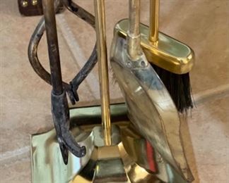 Brass Fireplace Tool Set 32in H