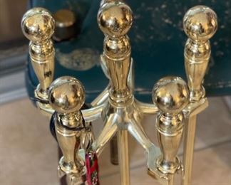 Brass Fireplace Tool Set 32in H