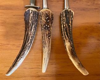 3pc Anton Wingen Carving Set Stag Antler Knife 13in long