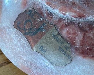 Spanish Carved Stone Lidded Trinket Box 5in H x 4.25in Diameter