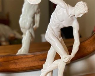 Discobolus Statue Alabaster Resin 14x8x3.4in HxWxD