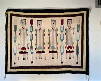Navajo 4 Female Yei Vintage Wool Rug Native American 31x42in
