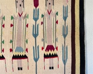 Navajo 4 Female Yei Vintage Wool Rug Native American 31x42in