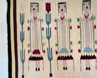 Navajo 4 Female Yei Vintage Wool Rug Native American 31x42in